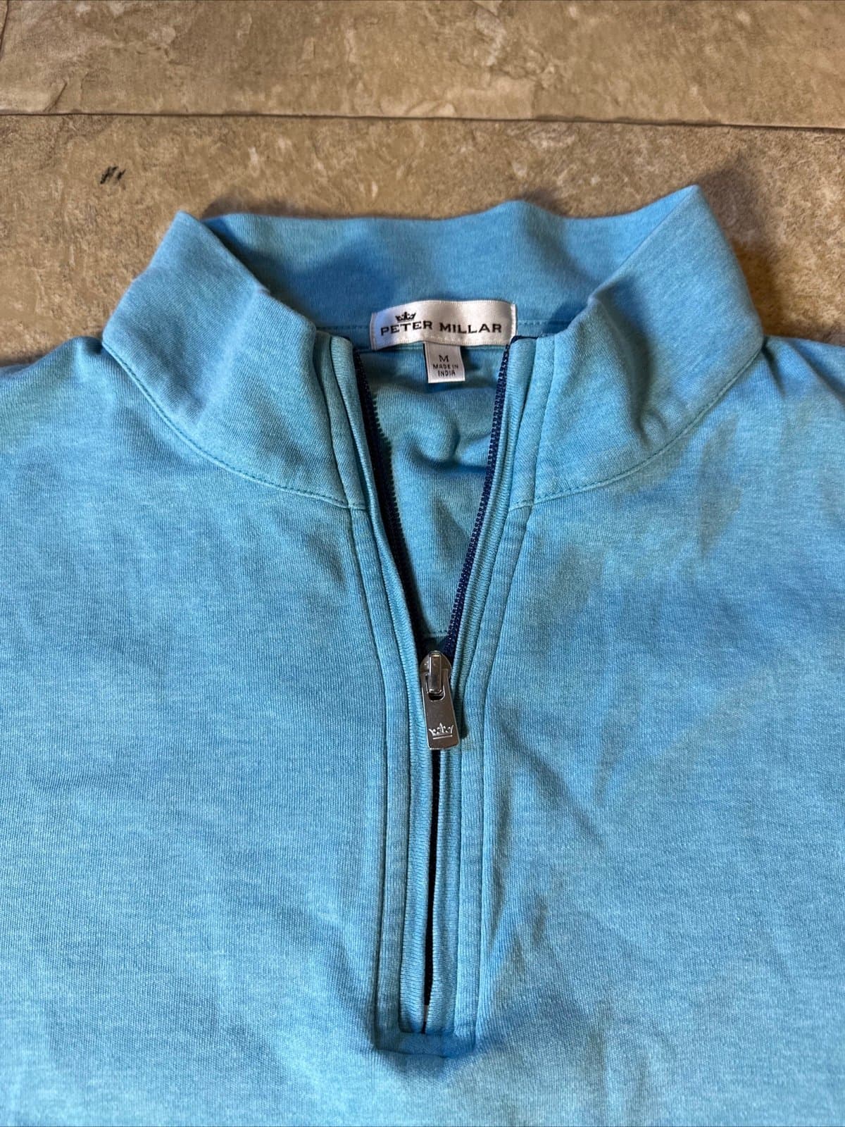 Peter Millar Blue Cotton Long Sleeve 1/4 Zip Pullover Men's Sz M! EUC!! - Thumbnail 2