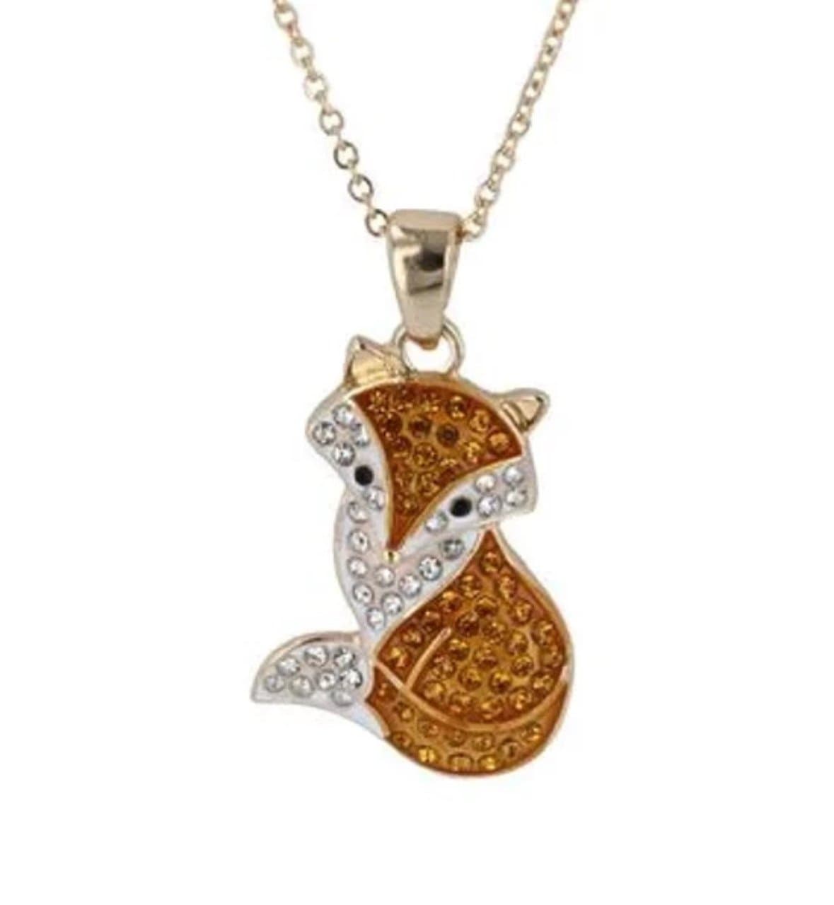 Crystal Kingdom Gold-Tone Crystal Fox Pendant Necklace