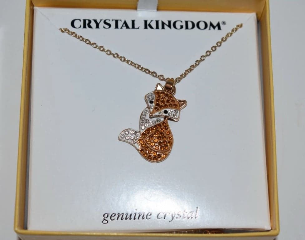 Crystal Kingdom Gold-Tone Crystal Fox Pendant Necklace - Thumbnail 2