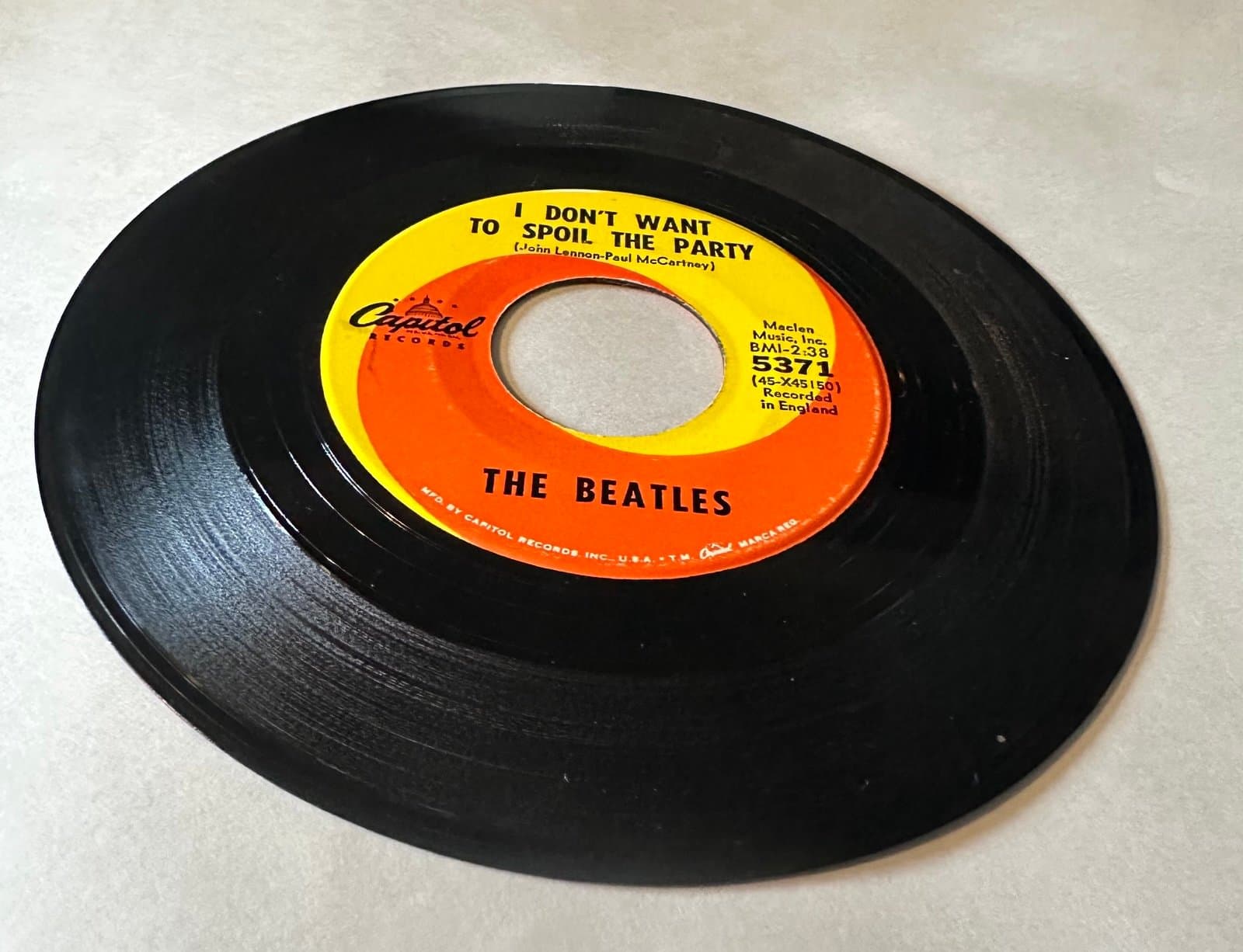 Beatles EIGHT DAYS A WEEK / I DON'T WANT TO SPOIL THE PARTY (45)#5371 PLAYS VG++ - Thumbnail 3