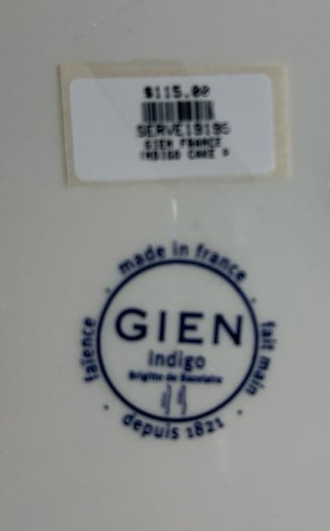 GIEN Indigo Brigette de Bazelaire France Cake Plate Platter -BRAND NEW!! - Thumbnail 2
