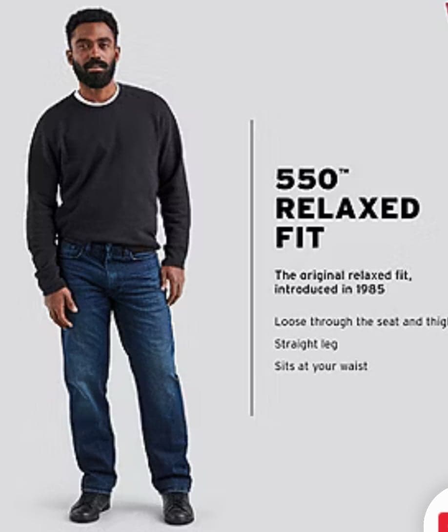 NWT Levi's 550 Jeans Mens 32x29 Blue Denim Relaxed Fit Tapered Leg 100% Cotton - Thumbnail 4