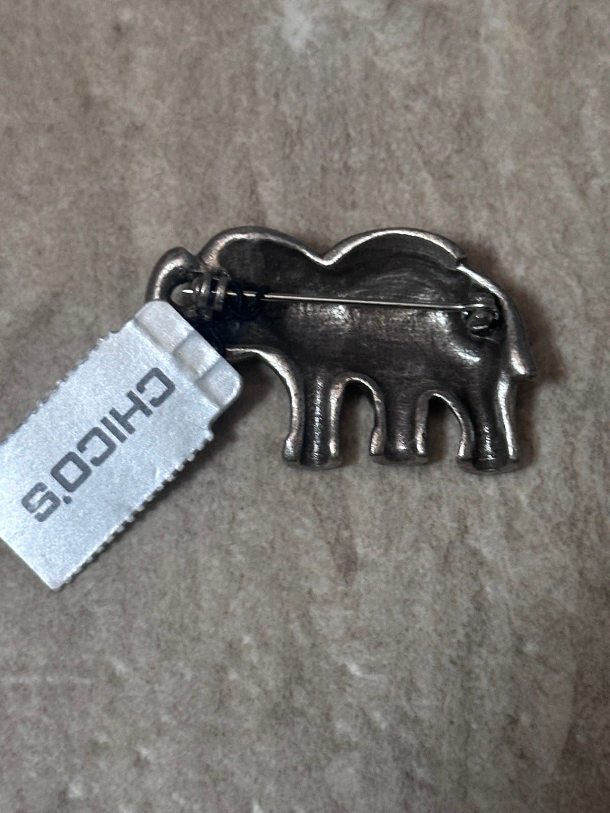 NWT Chico's Elephant Brooch Multicolor Silver Tone - Thumbnail 2