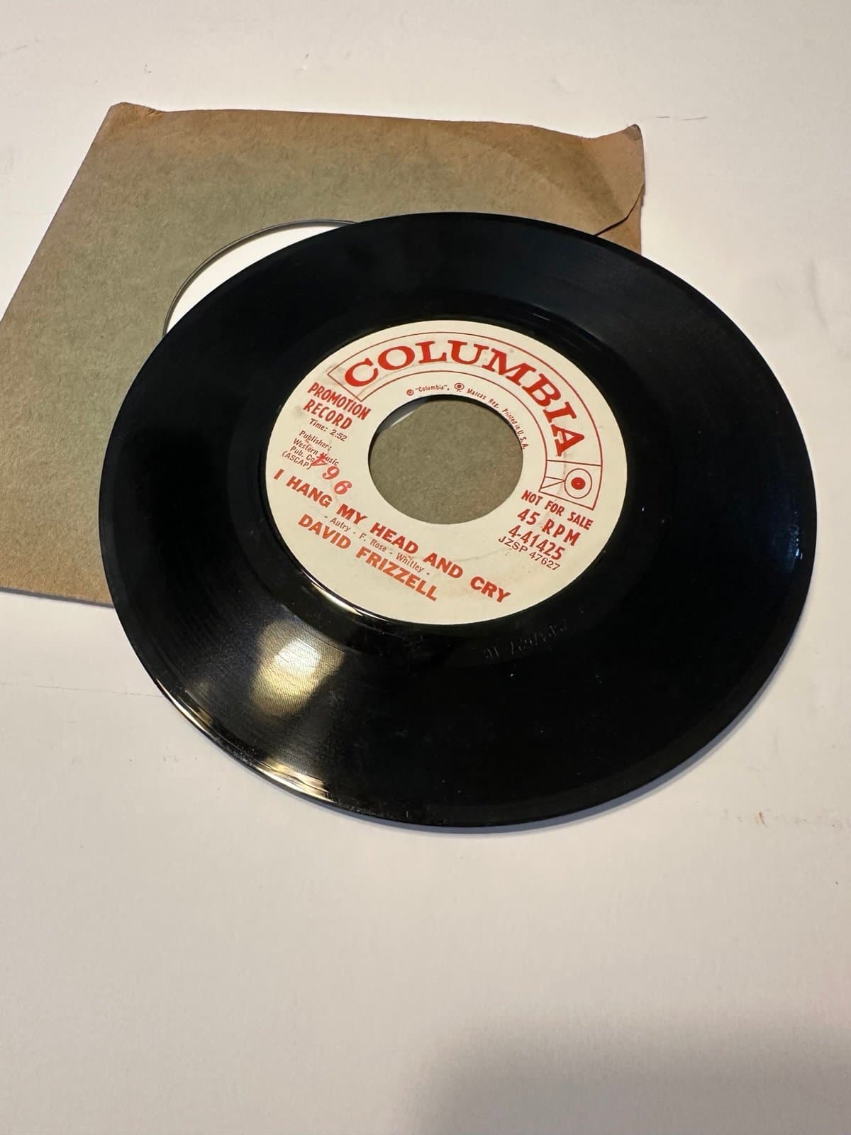 DAVID FRIZZELL-COLUMBIA 41425 PROMO ROCKABILLY 45 RPM TAG ALONG VG++CLEAN - Thumbnail 2