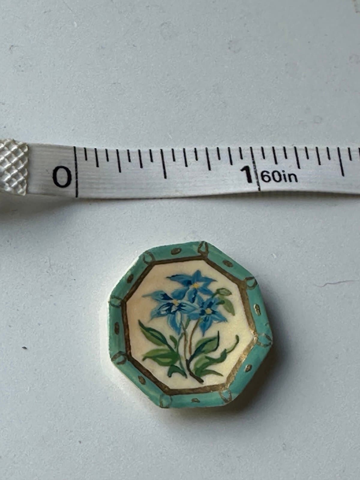 1:24 Scale Natasha Beshenkovsky Hand Painted Floral Dollhouse Miniature Plate’88 - Thumbnail 3