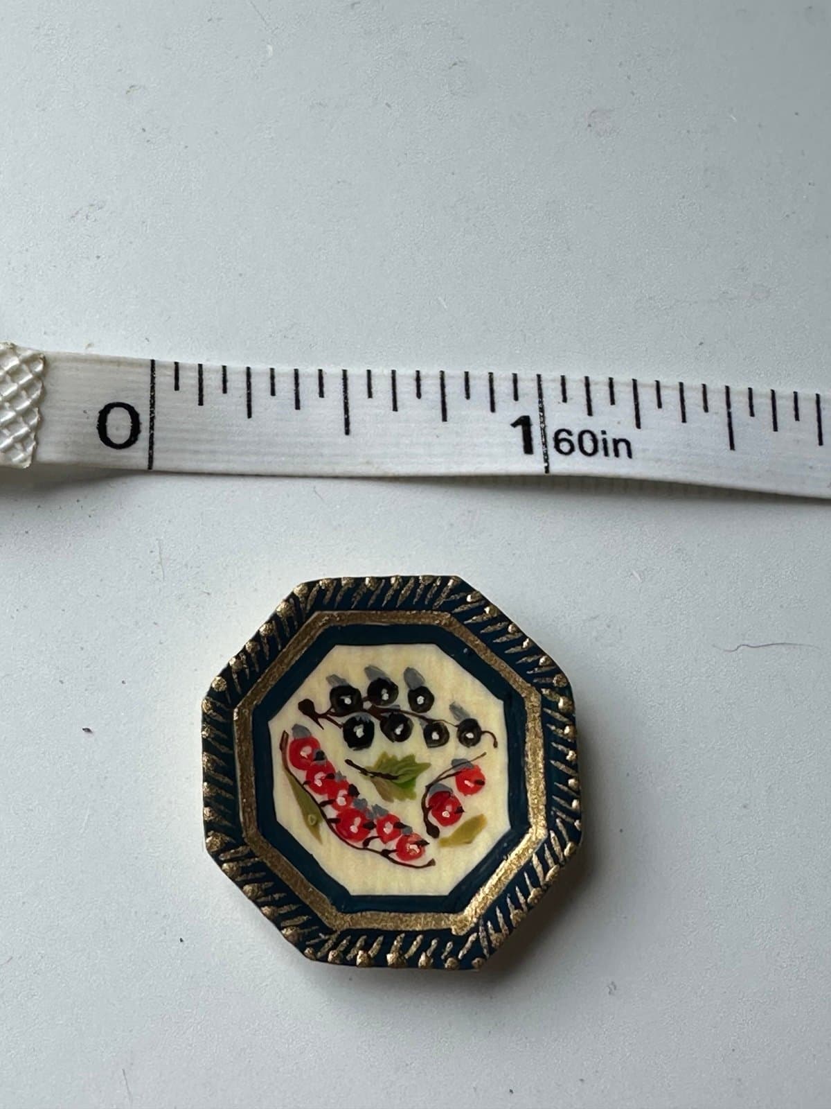 1:24 Scale Natasha Beshenkovsky Hand Painted Floral Dollhouse Miniature Plate’87 - Thumbnail 3