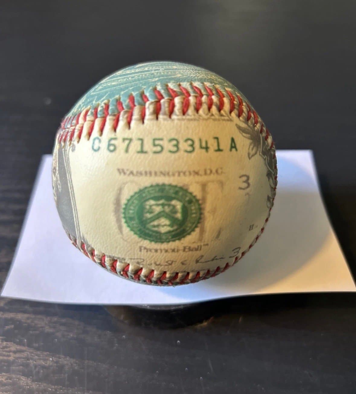 One Dollar Bill Unforgettaball Baseball Ball Souvenir Promotional ball - Thumbnail 2