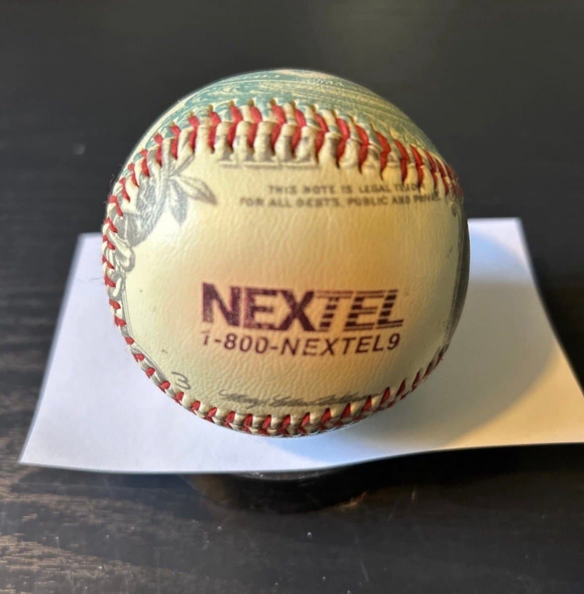 One Dollar Bill Unforgettaball Baseball Ball Souvenir Promotional ball - Thumbnail 4
