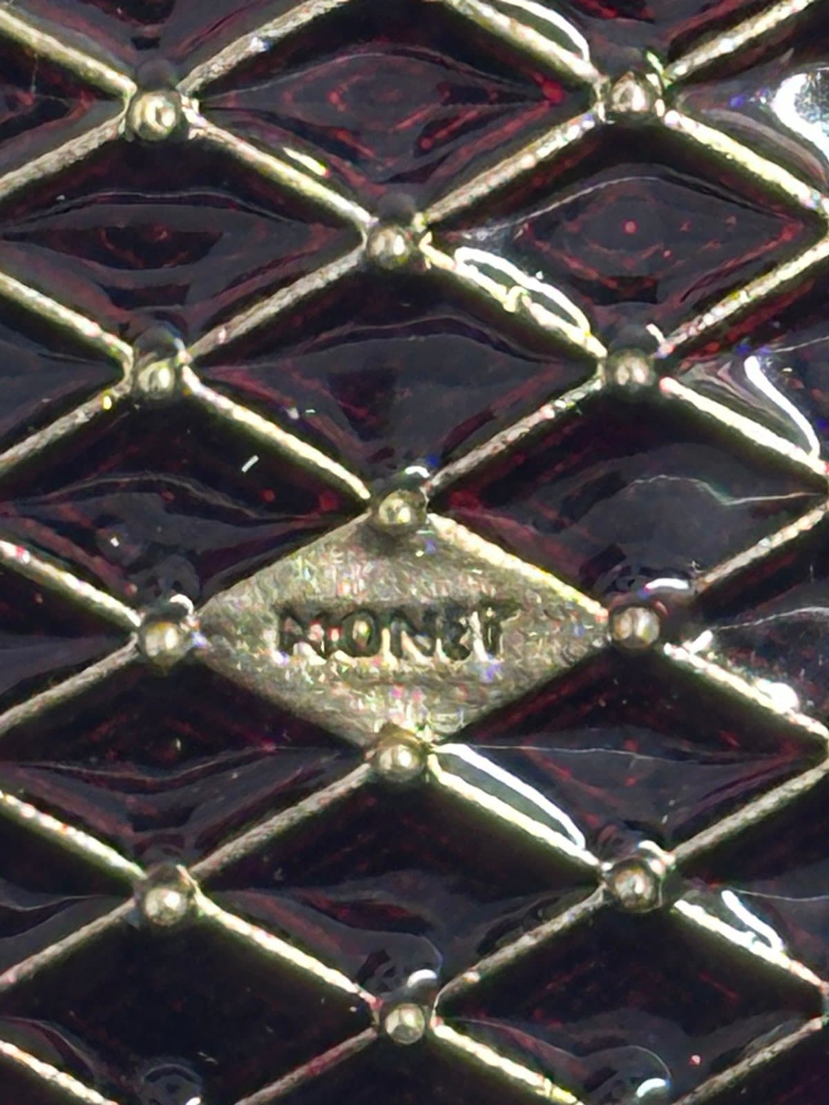 Monet Vintage Art Deco Red Rhinestone Bow Compact Mirror Double Sided – Elegant - Thumbnail 6