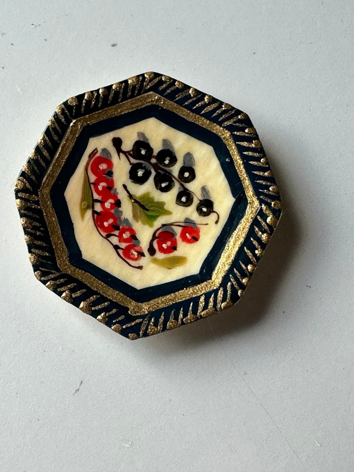 1:24 Scale Natasha Beshenkovsky Hand Painted Floral Dollhouse Miniature Plate’87