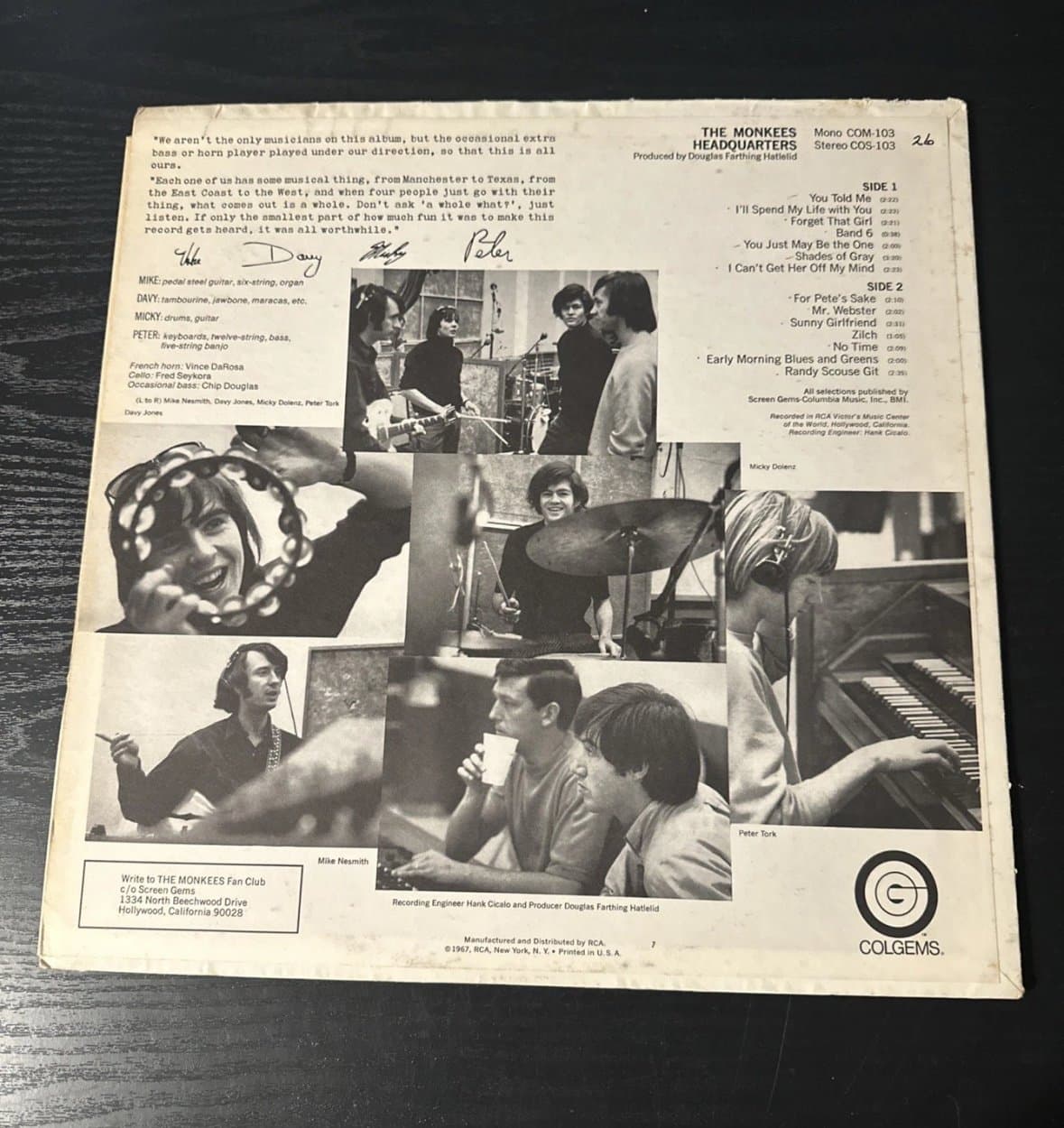 THE MONKEES HEADQUARTERS 12" LP VG+ VINYL RECORD COLGEMS 1967 - Thumbnail 2