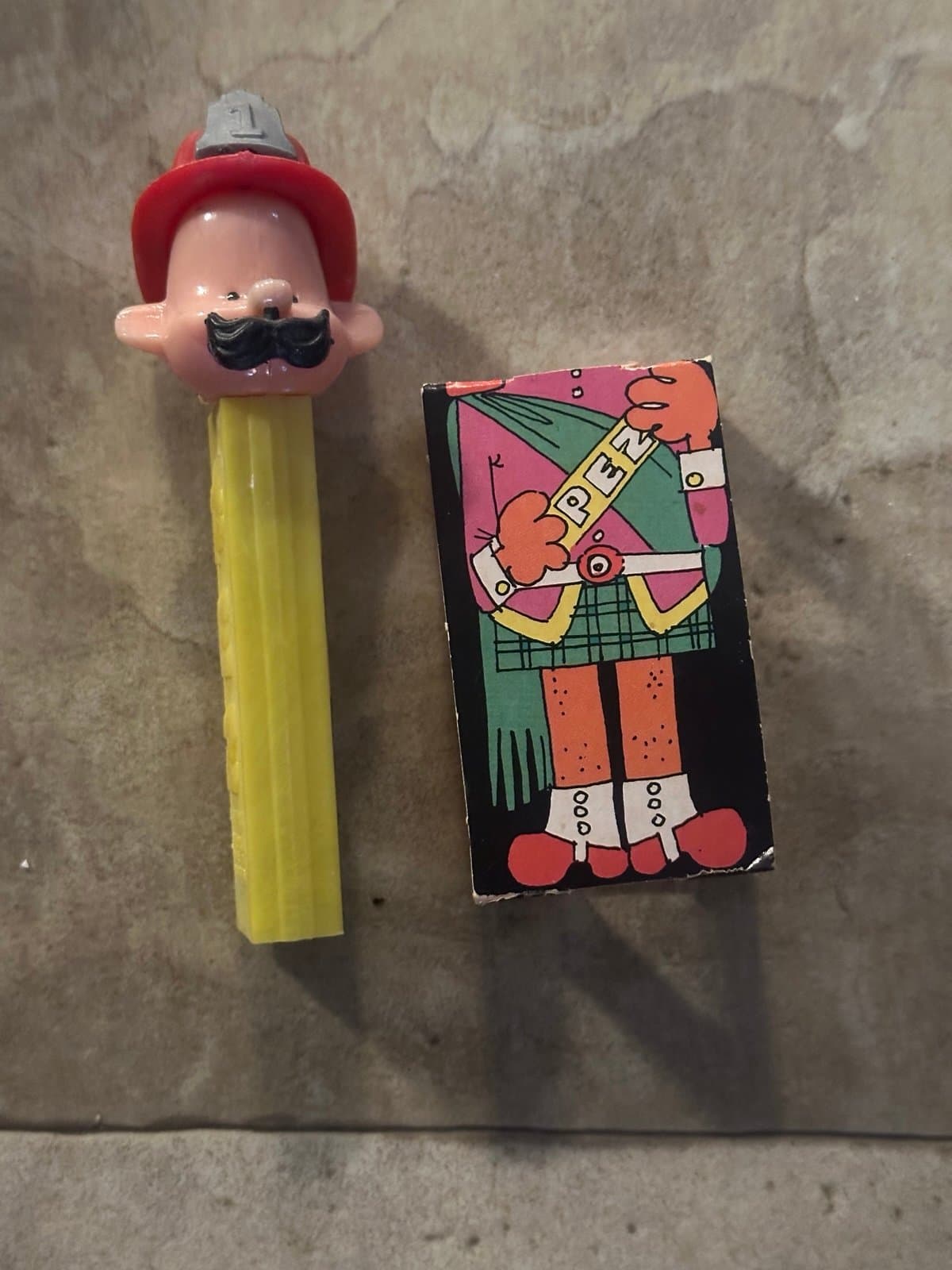 Vintage Pez Dispenser Fireman with Mustache And Hat