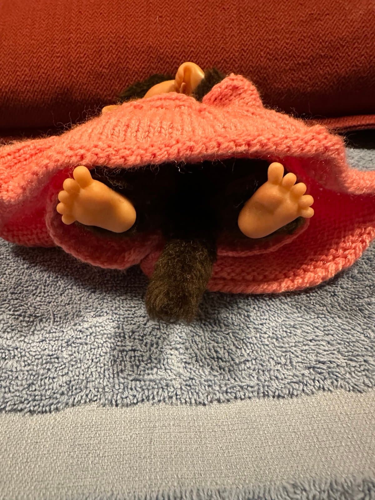 Vintage Monchichi Sleepy Eyes Thumb Sucking Pink knitted outfit! - Thumbnail 7
