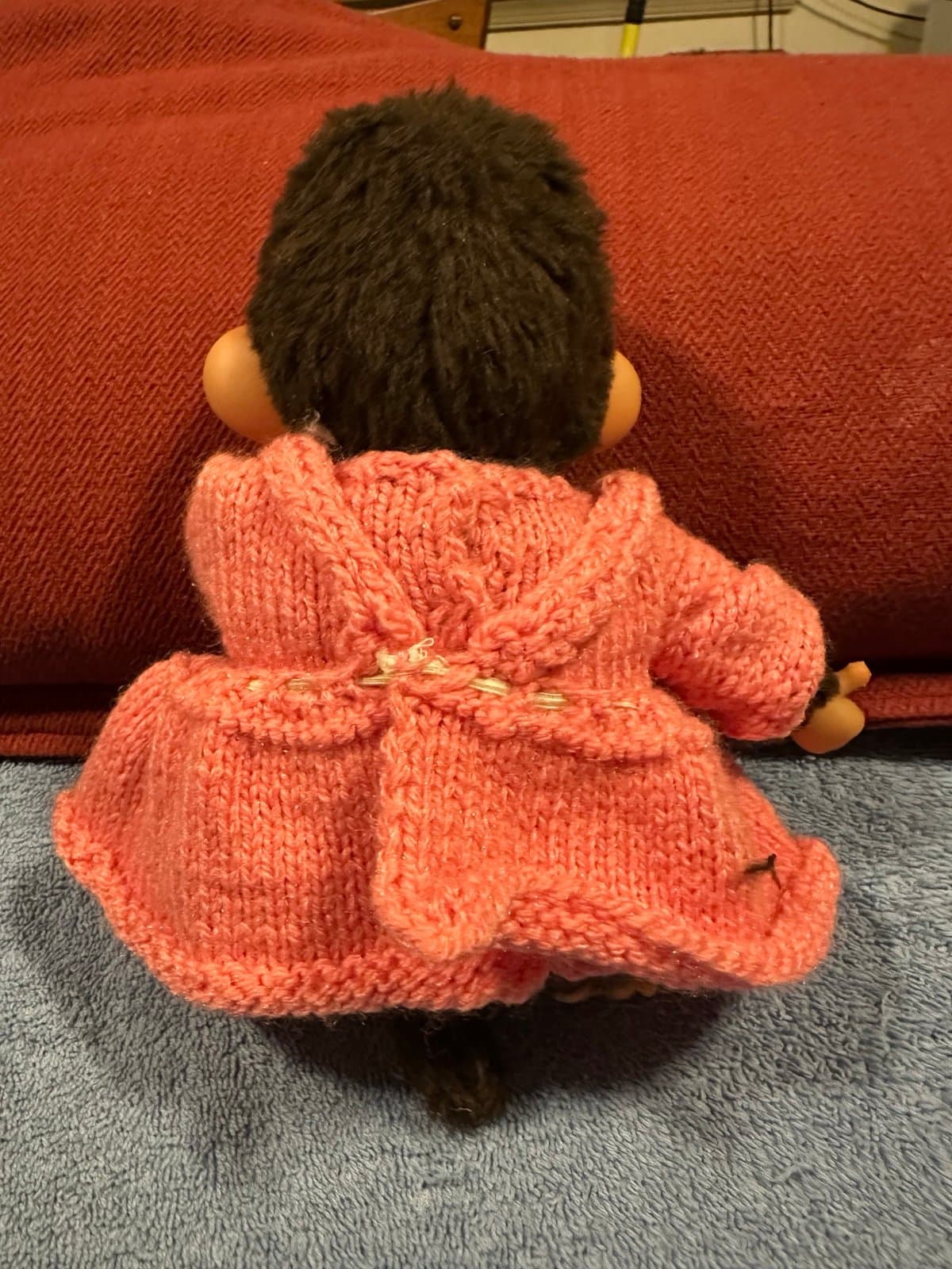 Vintage Monchichi Sleepy Eyes Thumb Sucking Pink knitted outfit! - Thumbnail 9