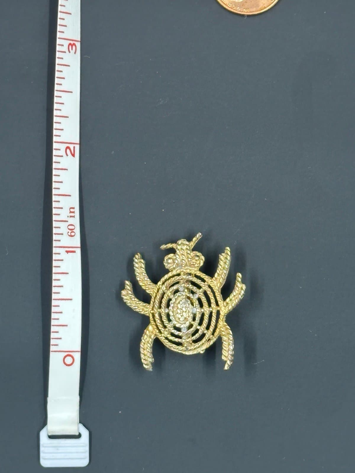Vintage Mamselle Signed Bug Gold Tone Brooch Pin