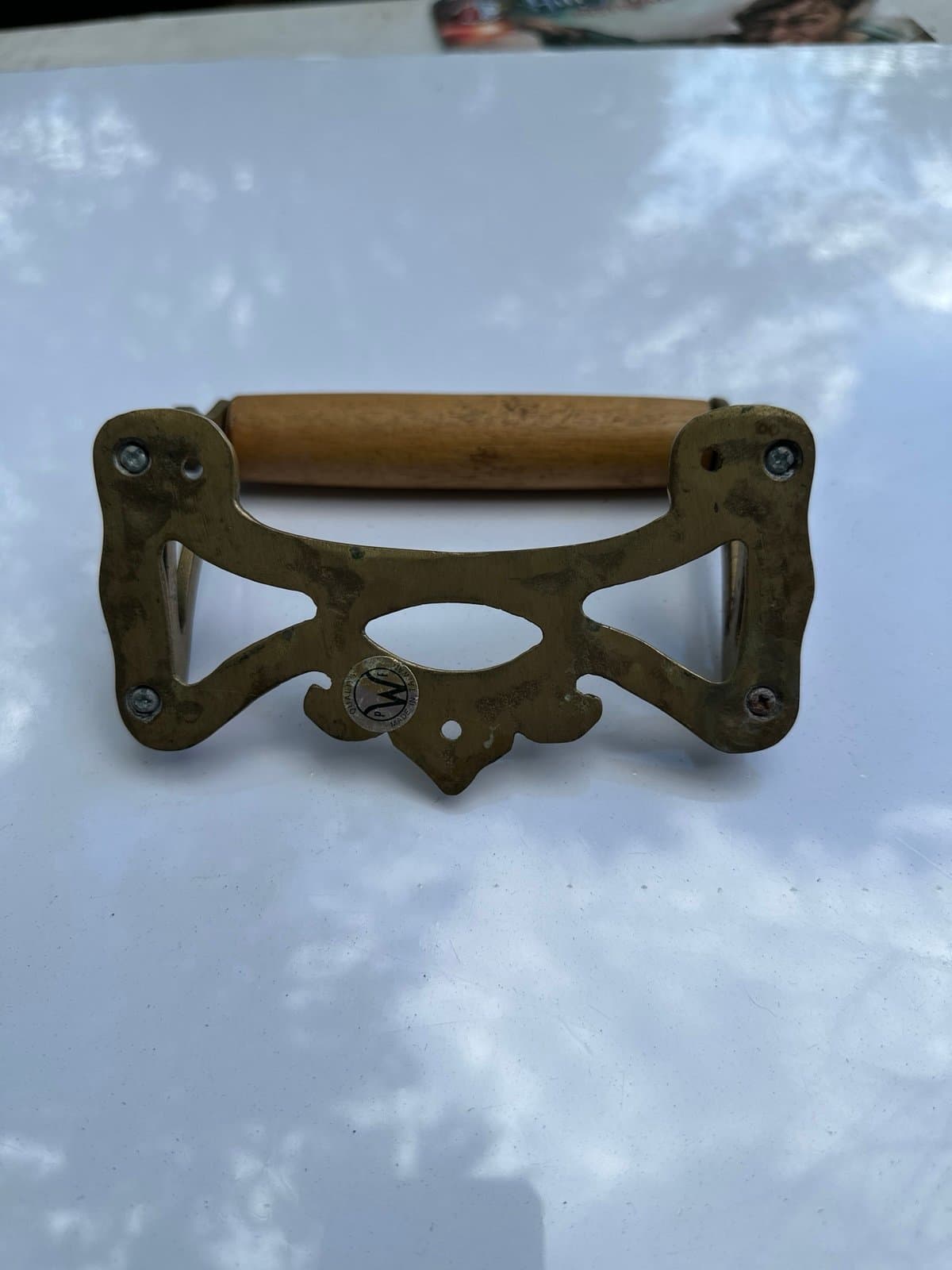 Vintage Toilet Paper Bathroom Holder Gold Brass Antique Victorian Decor MCM Deco - Thumbnail 2