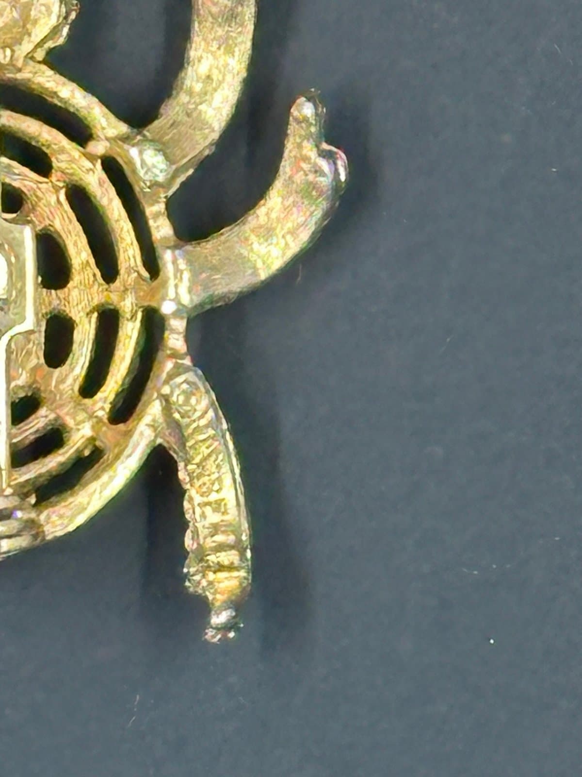 Vintage Mamselle Signed Bug Gold Tone Brooch Pin - Thumbnail 3