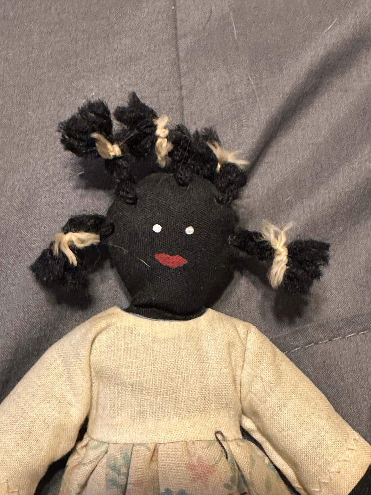 Vintage handmade African American 6” rag doll - Thumbnail 3
