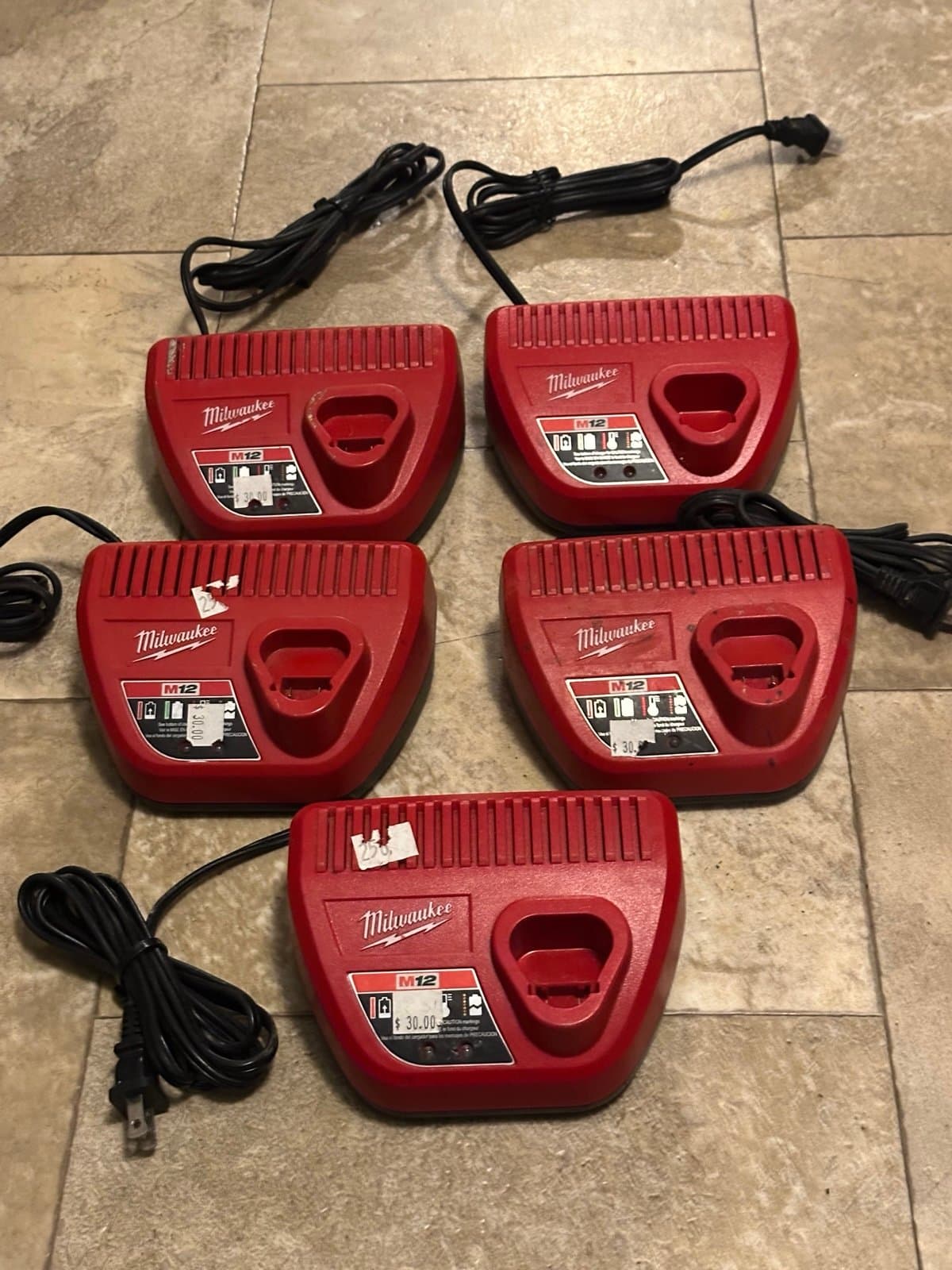 5 Milwaukee M12 battery chargers, (3 Brand new!) - Thumbnail 4