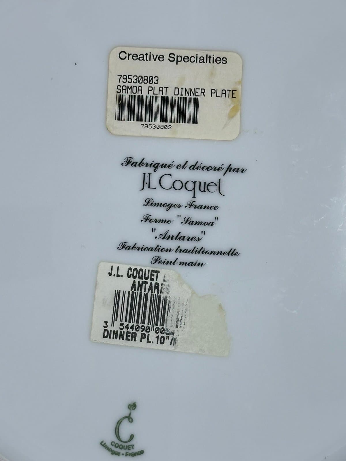 J.L. Coquet 10” Forme Samoa Dinner Plate Gold Trim, Brand New! - Thumbnail 3