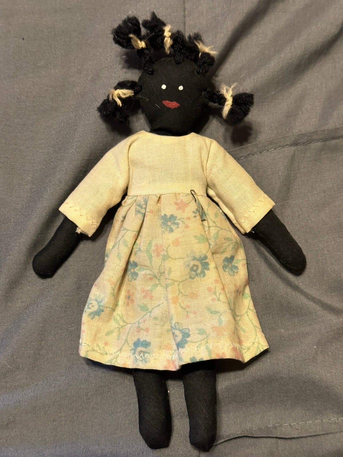 Vintage handmade African American 6” rag doll - Thumbnail 2