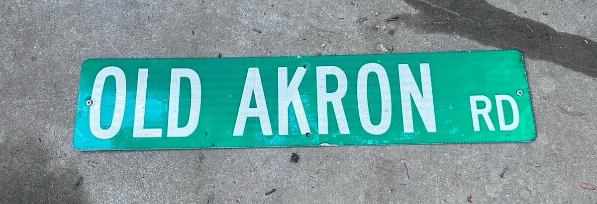 Lancaster, Pa Dutch Amish: “OLD AKRON RD” Green Metal Reflective Street Sign