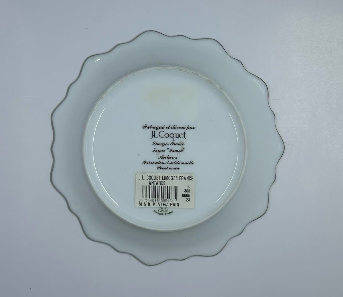 J L Coquet 6.5” M & B Plate, Silver Trim, NEW!!! - Thumbnail 4