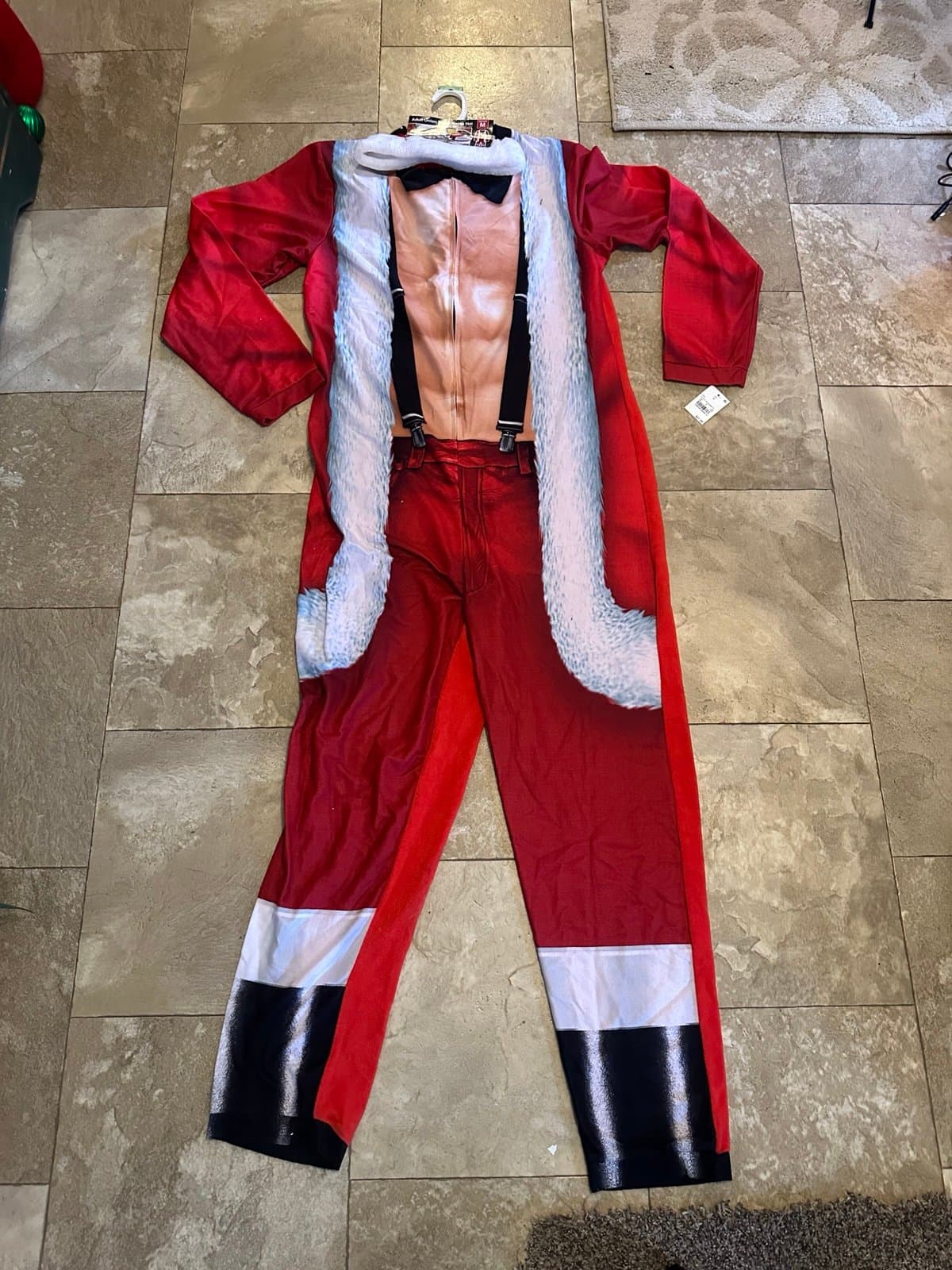 Mens Sexy Santa Christmas Holiday Union Suit Blanket Sleeper Pajamas & Hat NEW! - Thumbnail 4