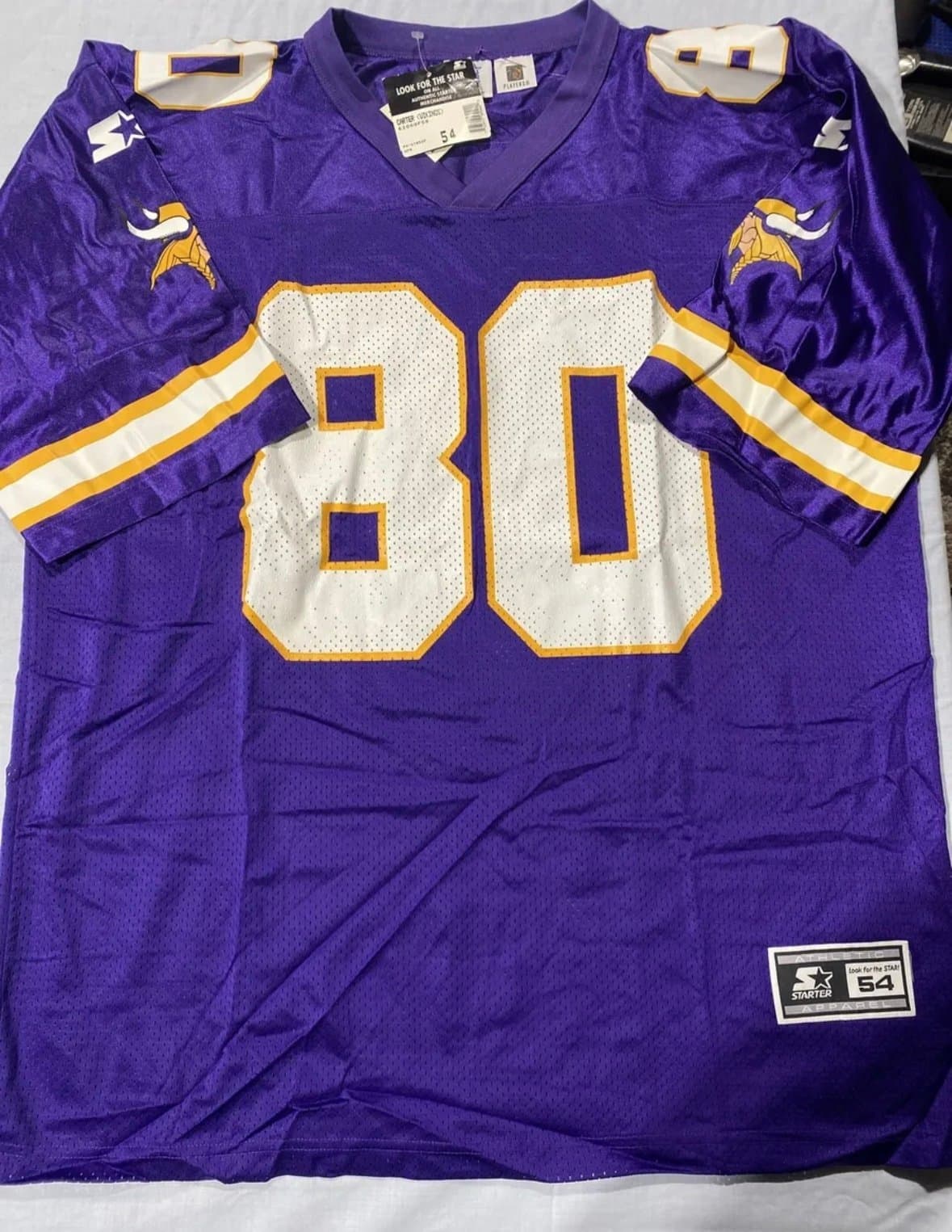 NWT VTG 1995 Minnesota Vikings Cris Carter #80 Starter Football Jersey 54 XXL