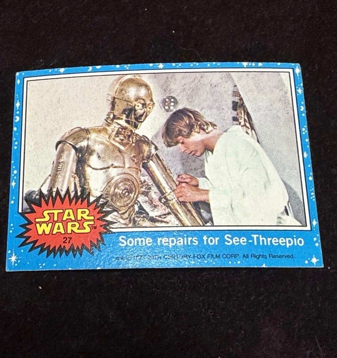1977 Topps Star Wars Blue Series 1 Some Repairs For C-3po #27 (Pack Fresh) Card