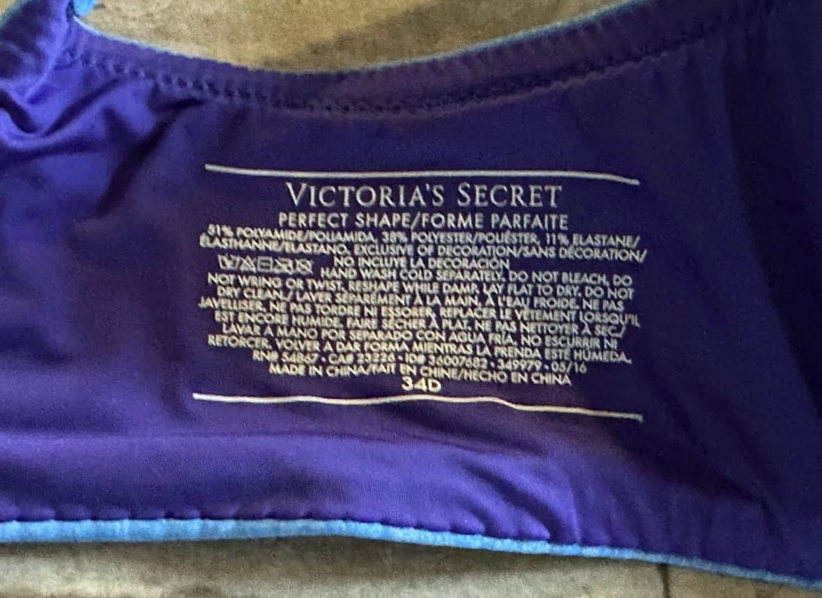Victoria's Secret Purple/Blue/Pink Perfect Shape T-Shirt Bra 34D Padded - Thumbnail 4