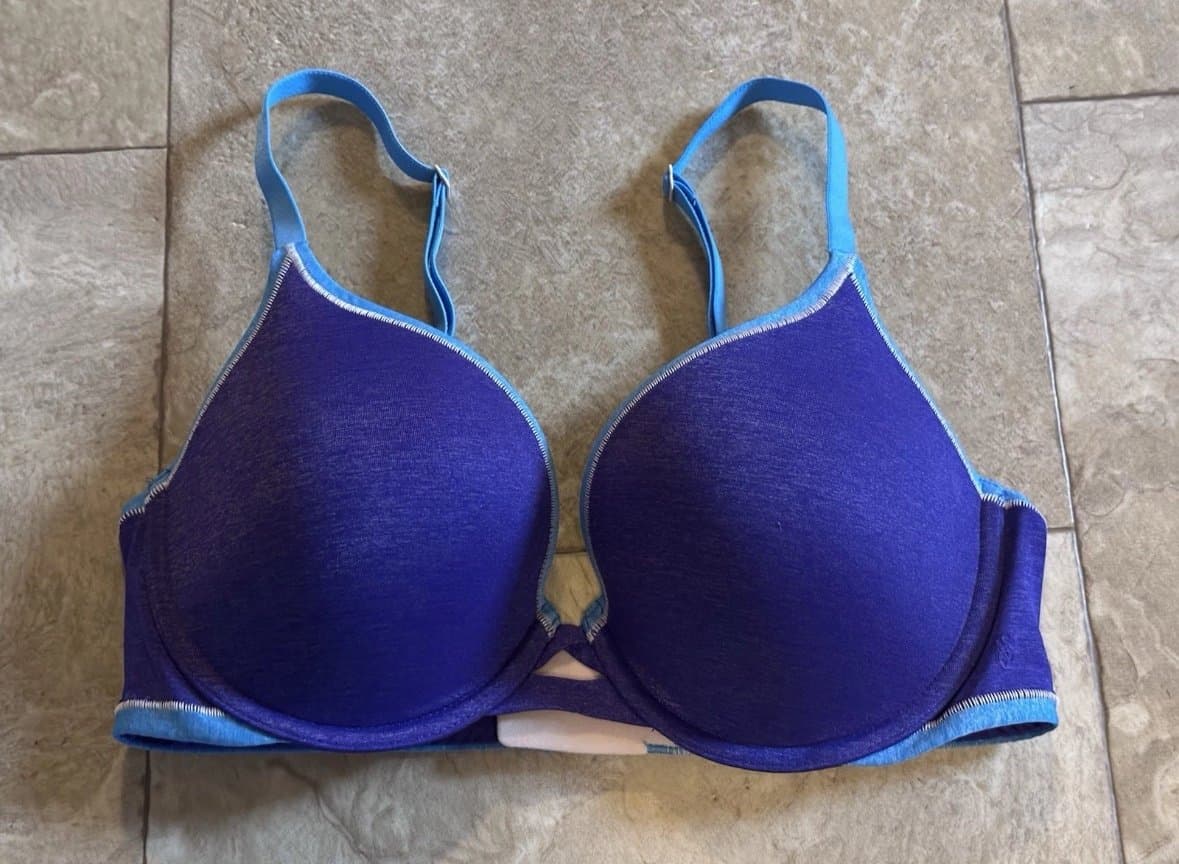 Victoria's Secret Purple/Blue/Pink Perfect Shape T-Shirt Bra 34D Padded