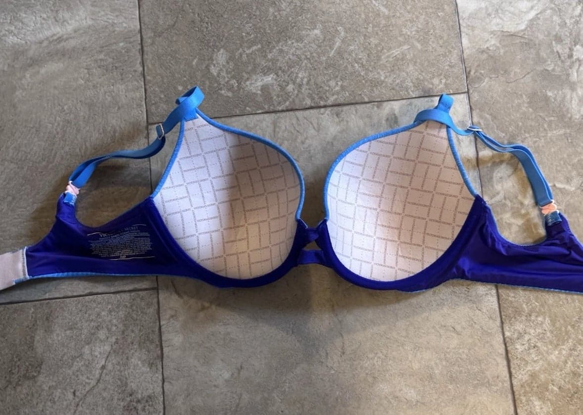 Victoria's Secret Purple/Blue/Pink Perfect Shape T-Shirt Bra 34D Padded - Thumbnail 3