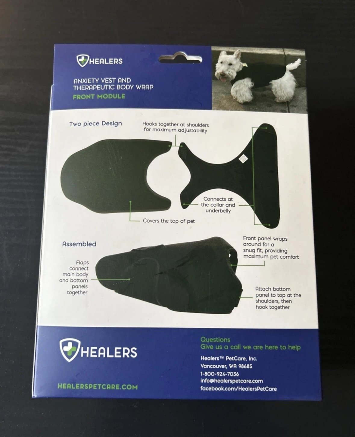 Healers Front Module Anxiety Vest Therapeutic Body Wrap Shirt Dog Medium Black - Thumbnail 4