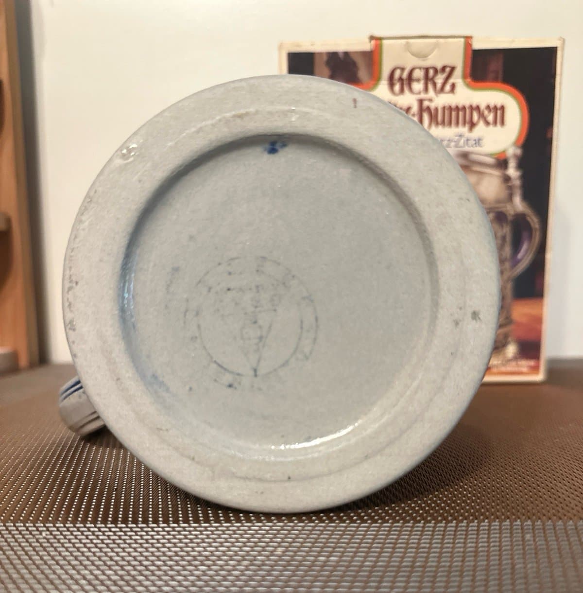 Vintage Gerz Gerzit German Beer Stein, Large Blue Salt Glaze Stoneware - Thumbnail 5