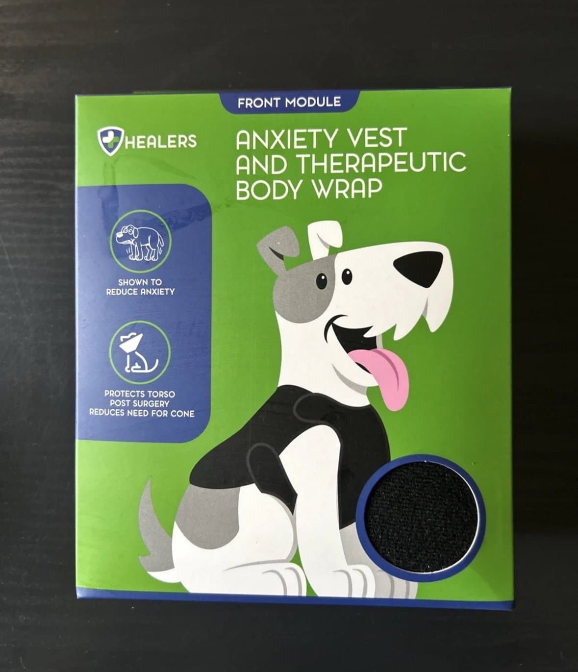 Healers Front Module Anxiety Vest Therapeutic Body Wrap Shirt Dog Medium Black