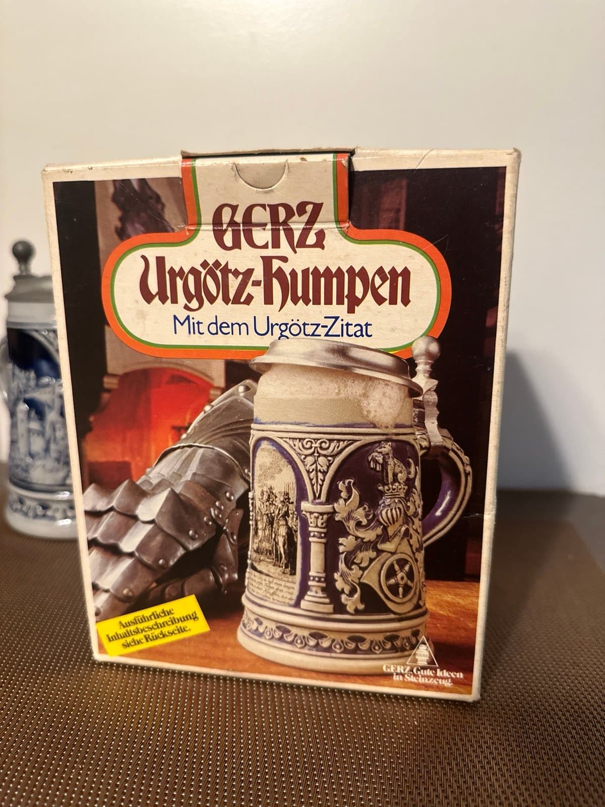 Vintage Gerz Gerzit German Beer Stein, Large Blue Salt Glaze Stoneware - Thumbnail 10