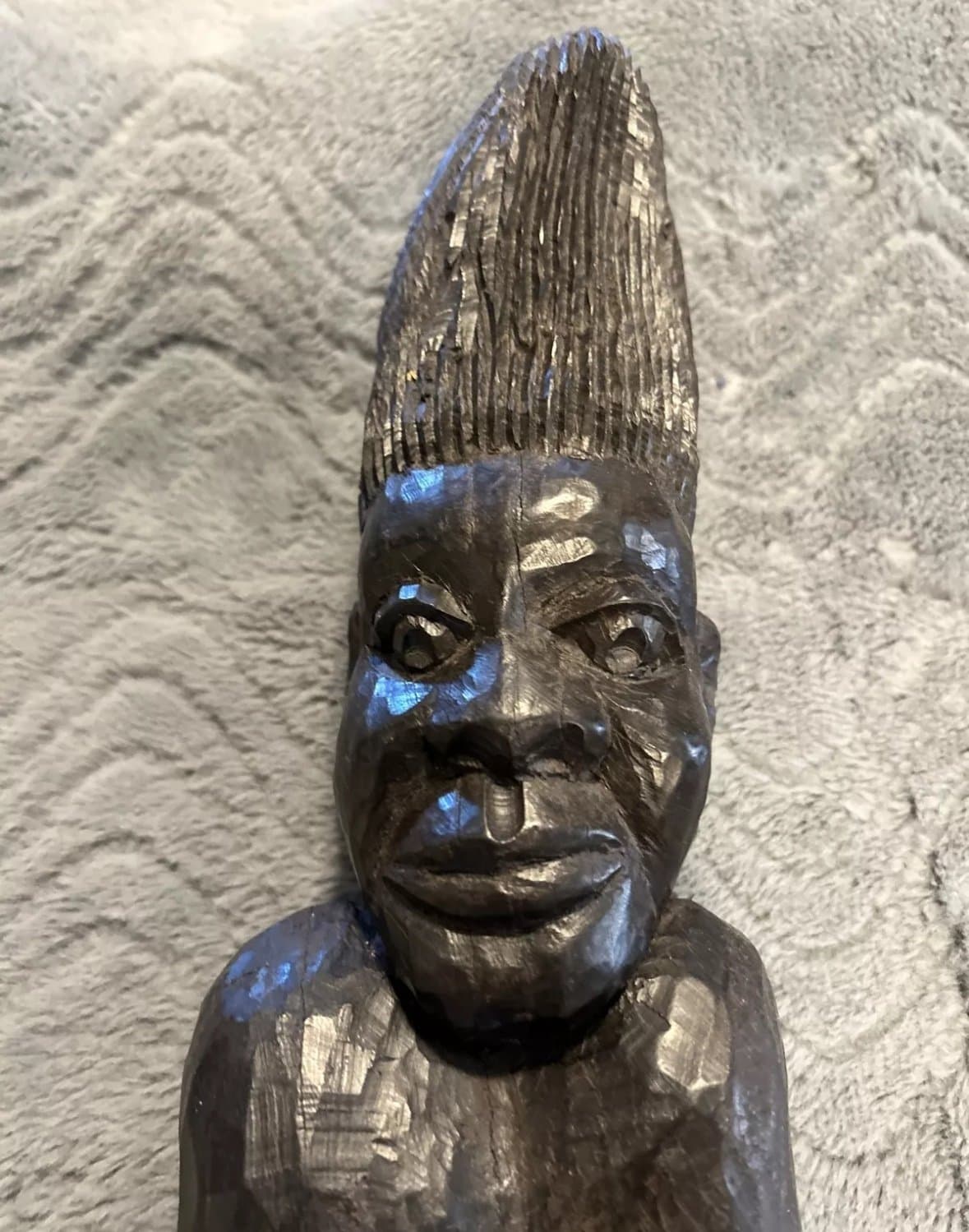 African Tribal Woman Statue Nude Ebony Wood Carved Fertility Heavy - Thumbnail 2