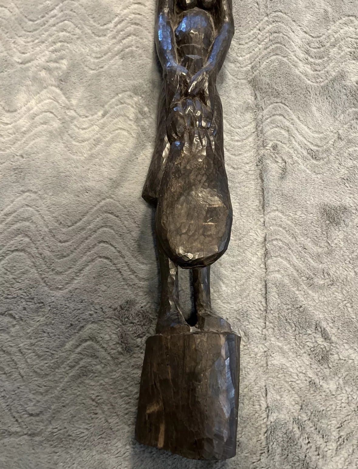African Tribal Woman Statue Nude Ebony Wood Carved Fertility Heavy - Thumbnail 4