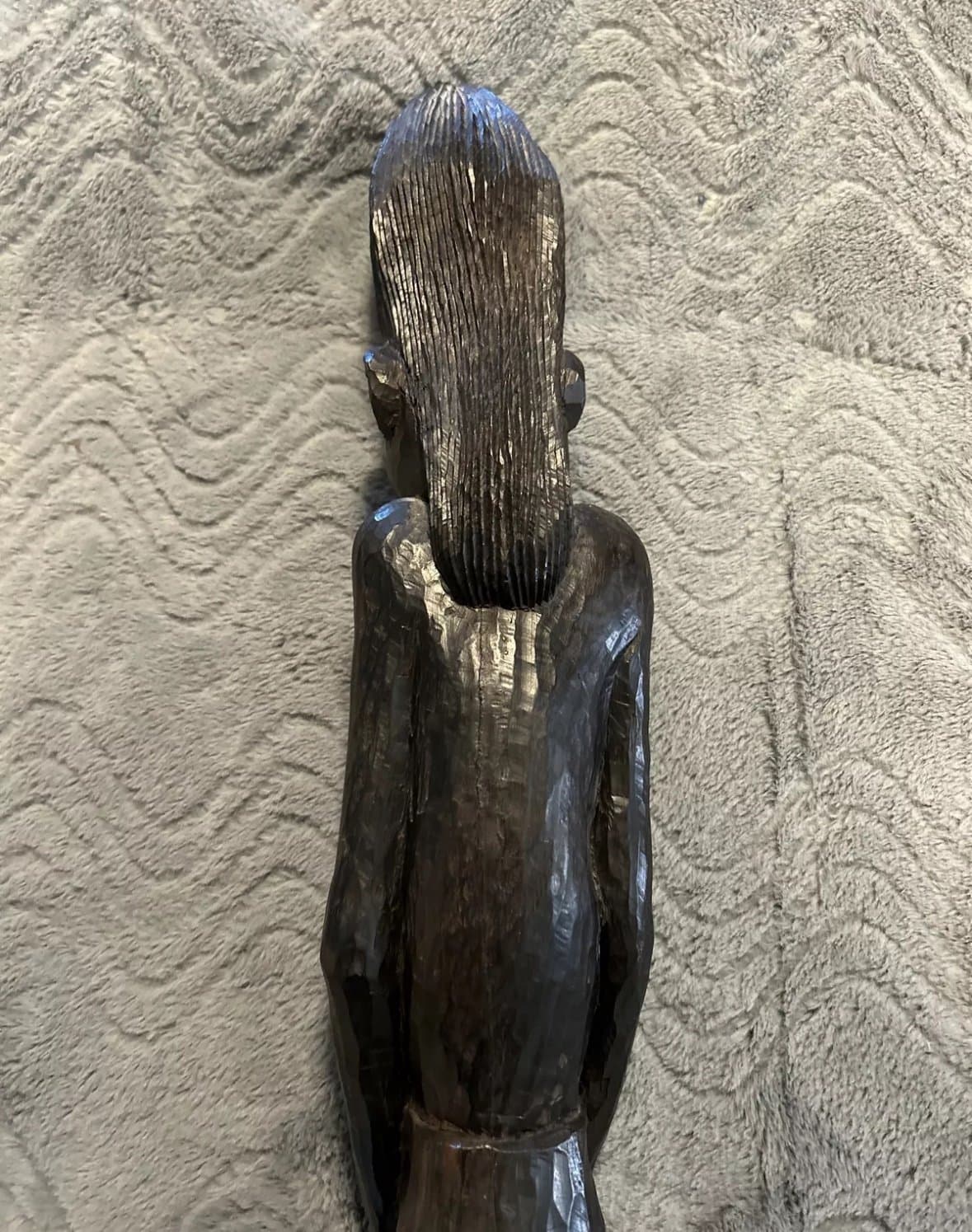 African Tribal Woman Statue Nude Ebony Wood Carved Fertility Heavy - Thumbnail 5