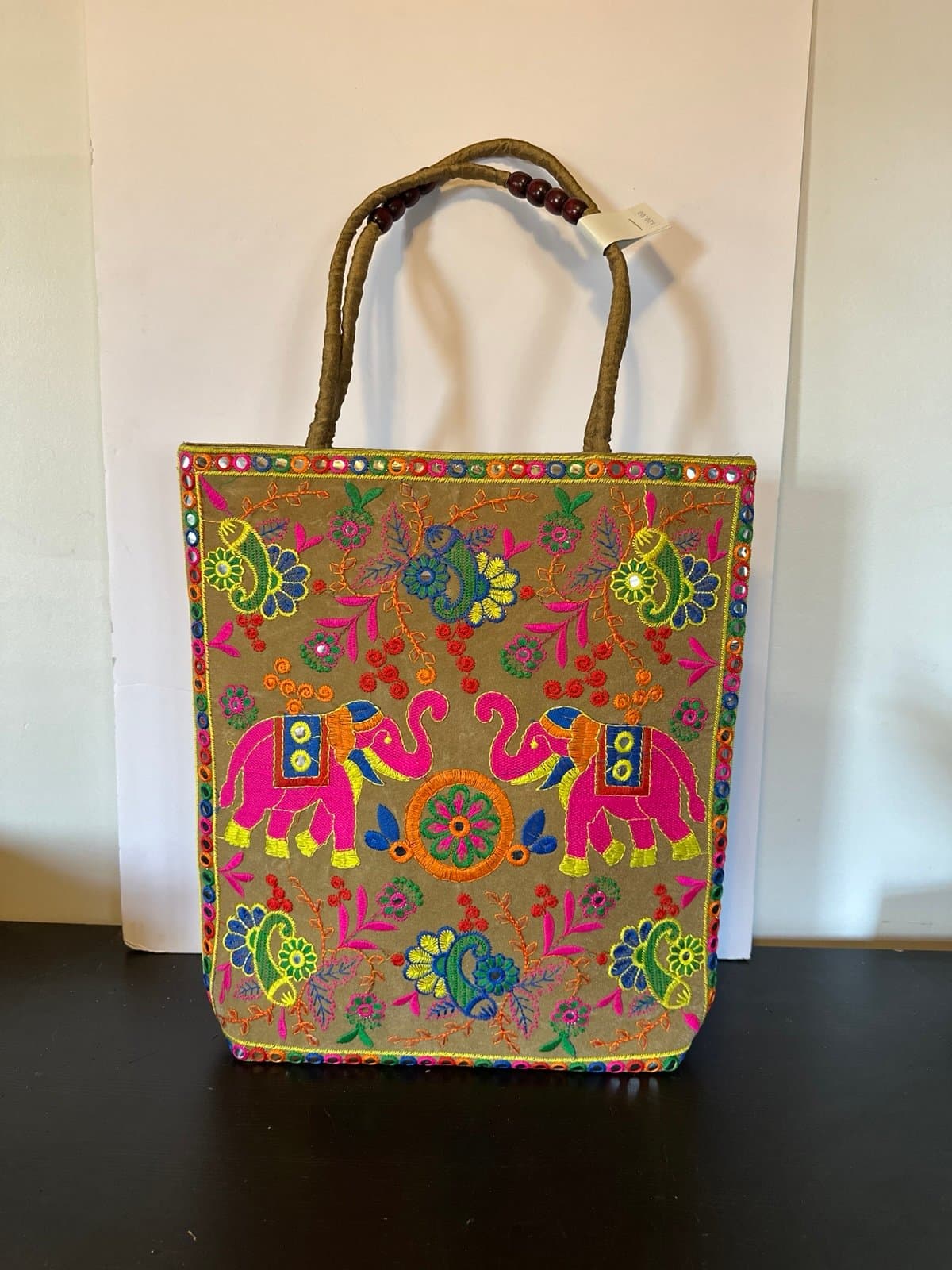 Elephant embroidered tote bag Indian Traditional Tote Bag - Banjara Bag boho NEW