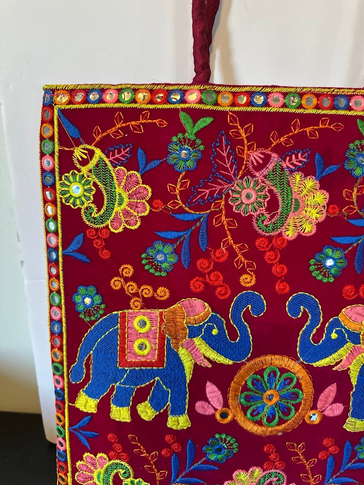 Elephant embroidered tote bag Indian Traditional Tote Bag - Banjara Bag boho NEW - Thumbnail 2