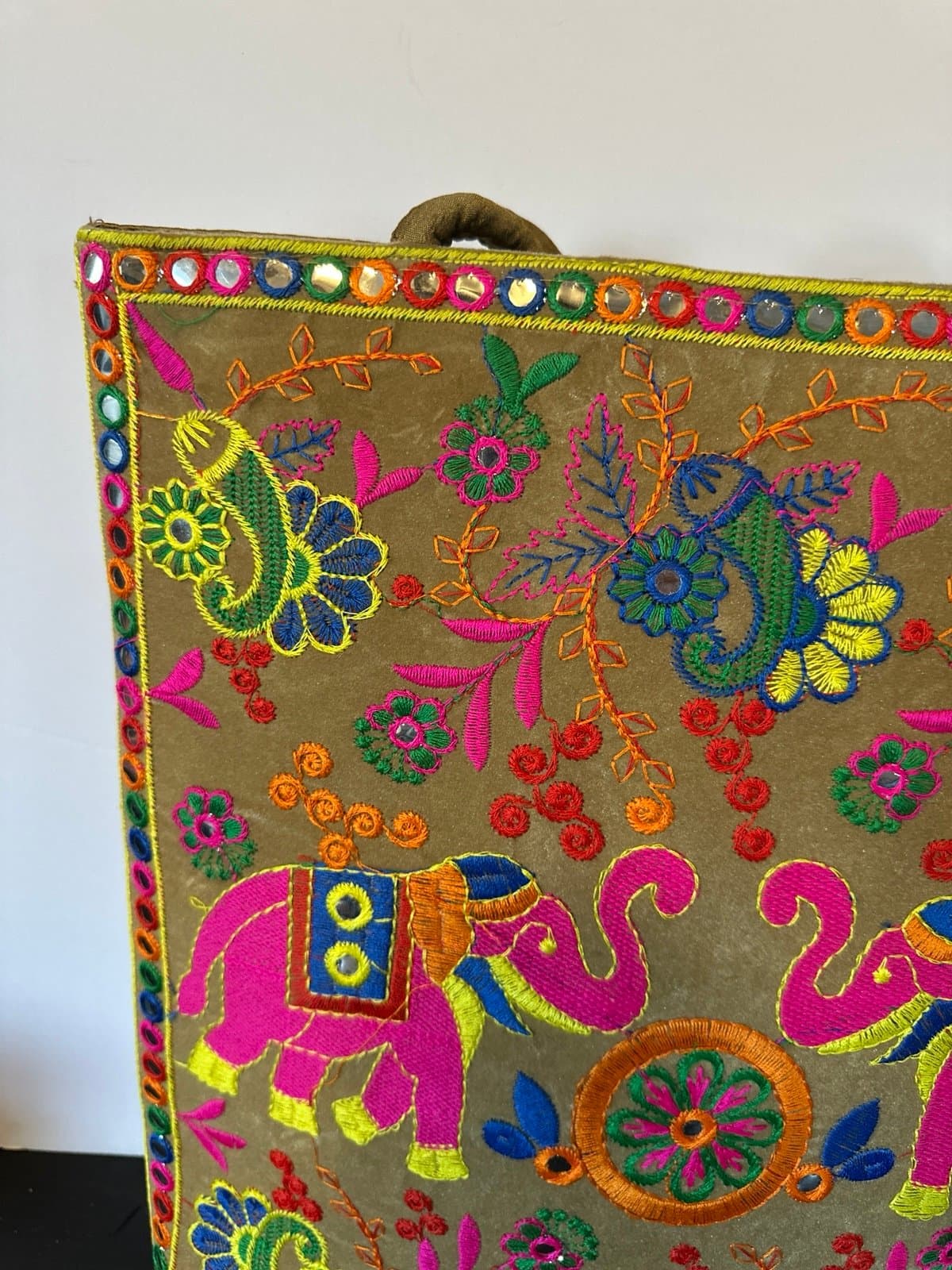 Elephant embroidered tote bag Indian Traditional Tote Bag - Banjara Bag boho NEW - Thumbnail 3