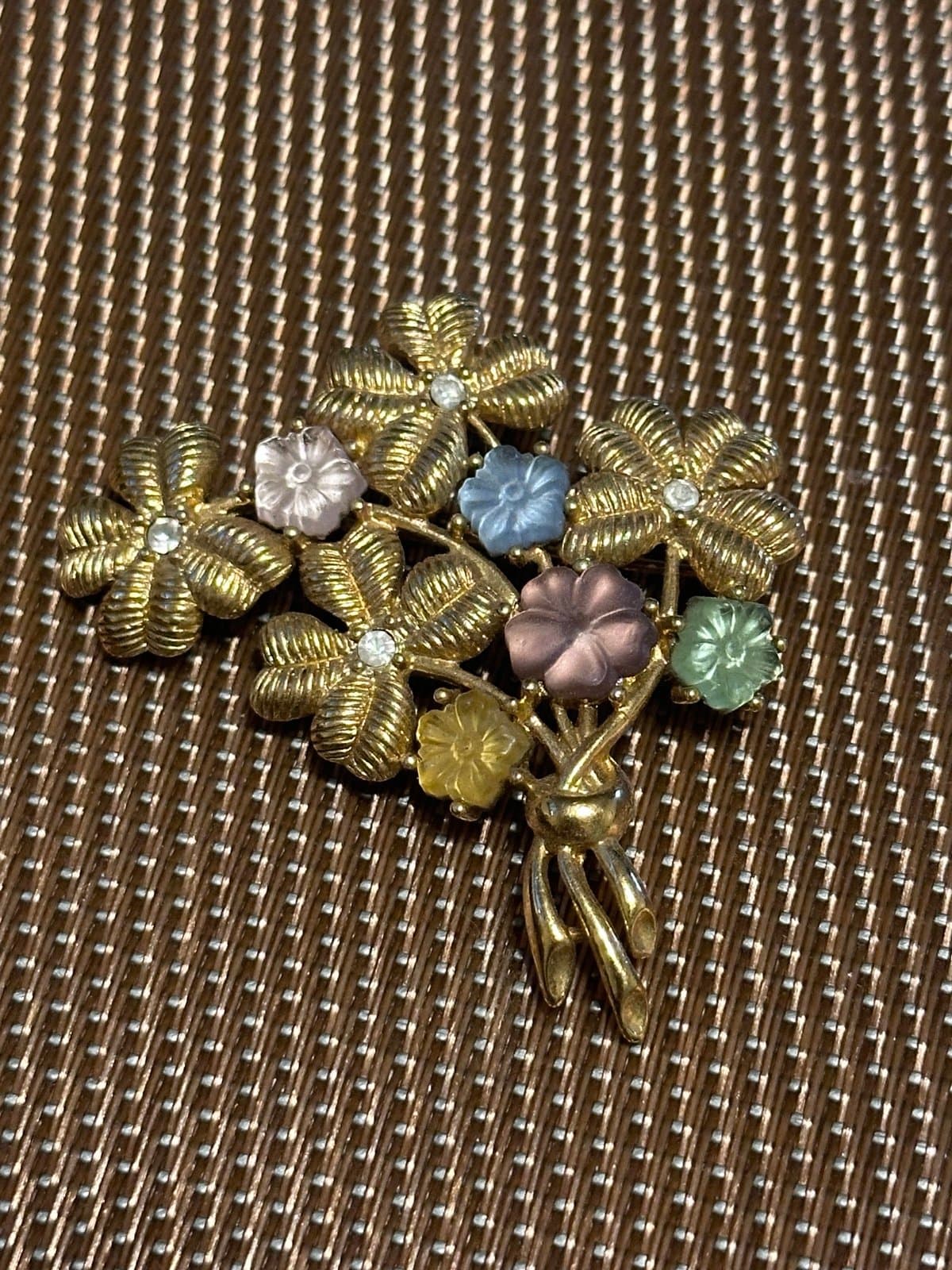 Gold toned Floral Bouquet Colorful Monet Brooch Jewelry