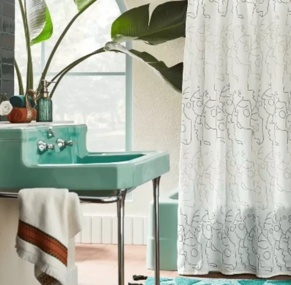 Opalhouse Jungalow In This Together White Shower Curtain Buttonhole 72”x72” NWT - Thumbnail 3