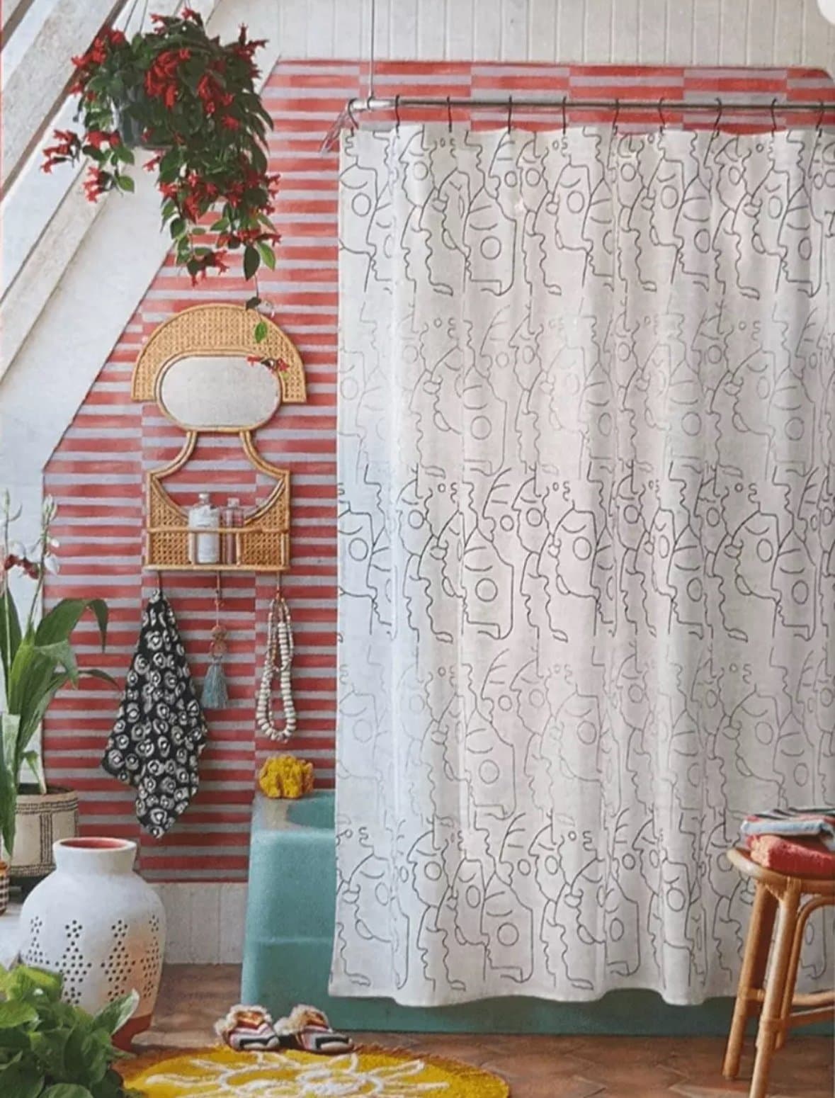 Opalhouse Jungalow In This Together White Shower Curtain Buttonhole 72”x72” NWT