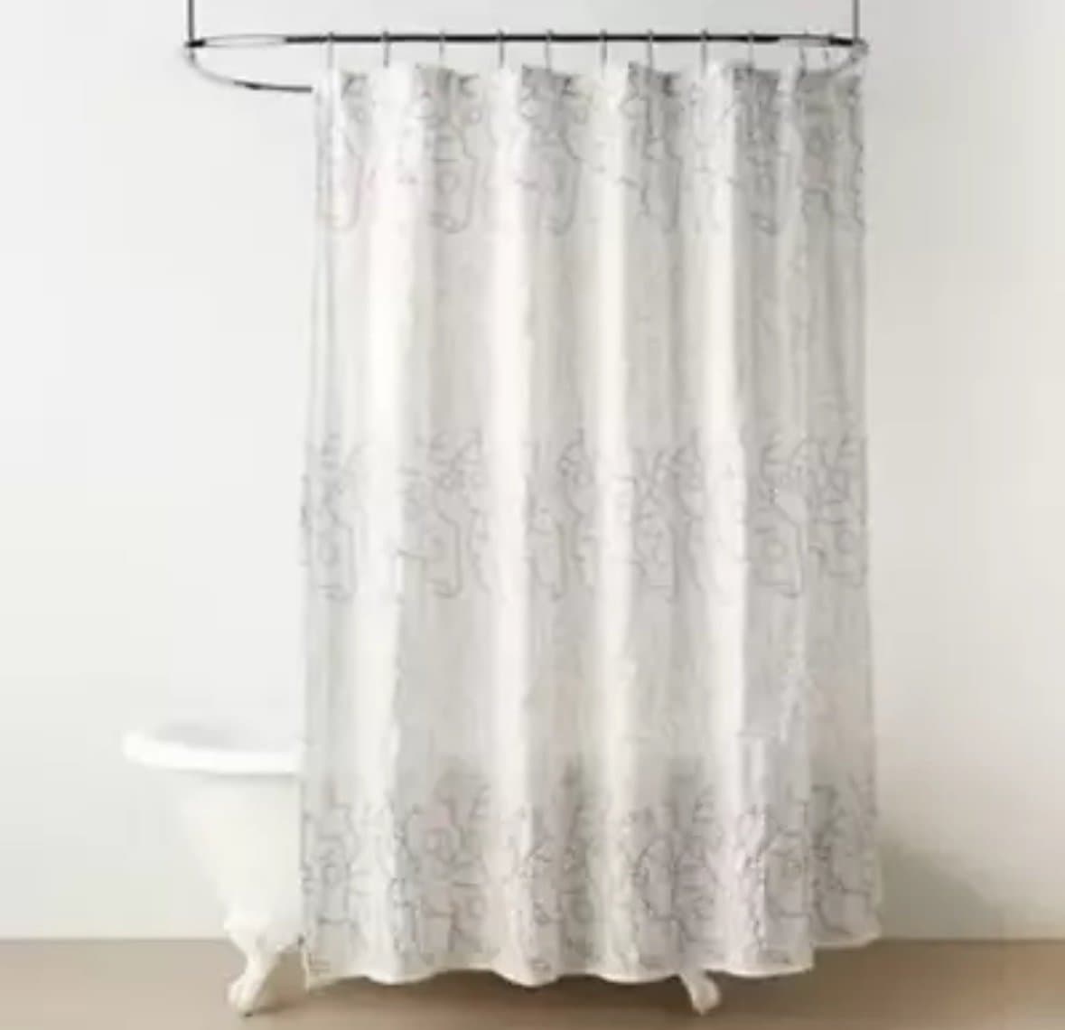 Opalhouse Jungalow In This Together White Shower Curtain Buttonhole 72”x72” NWT - Thumbnail 2