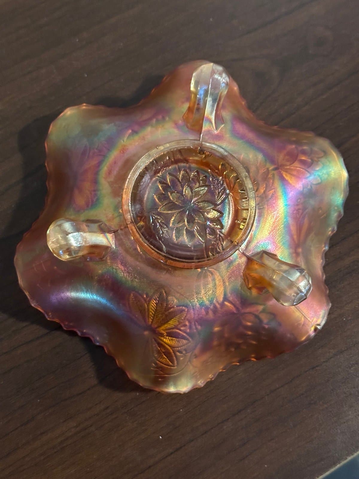 Beautiful Unmarked Carnival Glass Dish 5.75”X2.25” - Thumbnail 3