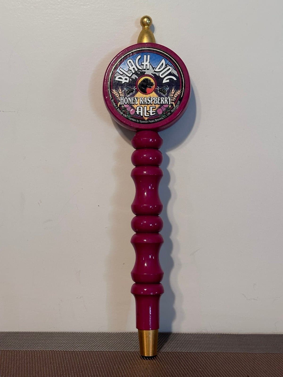 Black Dog Honey Raspberry Ale Beer Tap Handle Wooden 13 1/2"