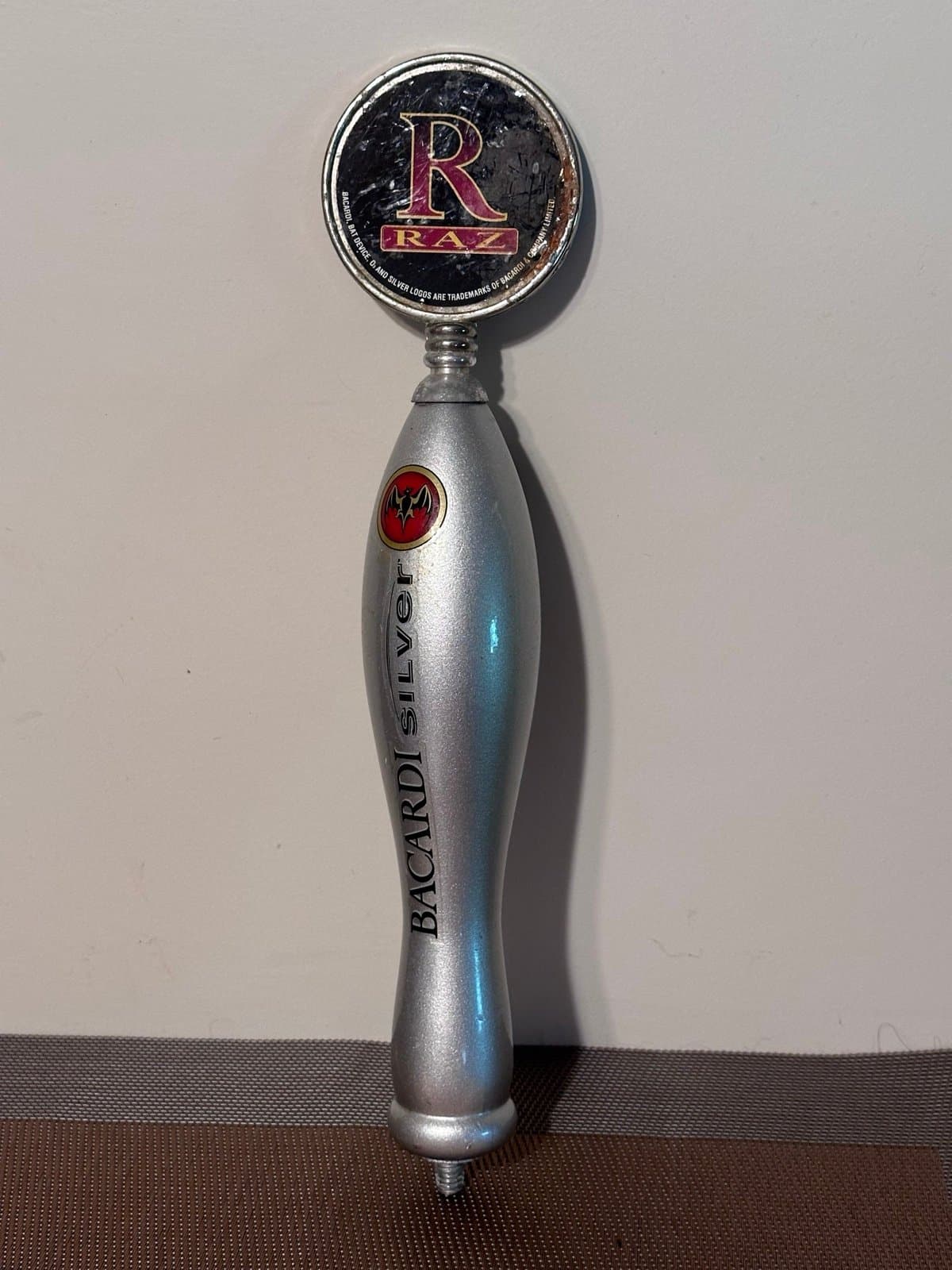 Bacardi Silver RAZ Beer Tap Handle Man Cave Basement Garage Beer Bar 14" - Thumbnail 2